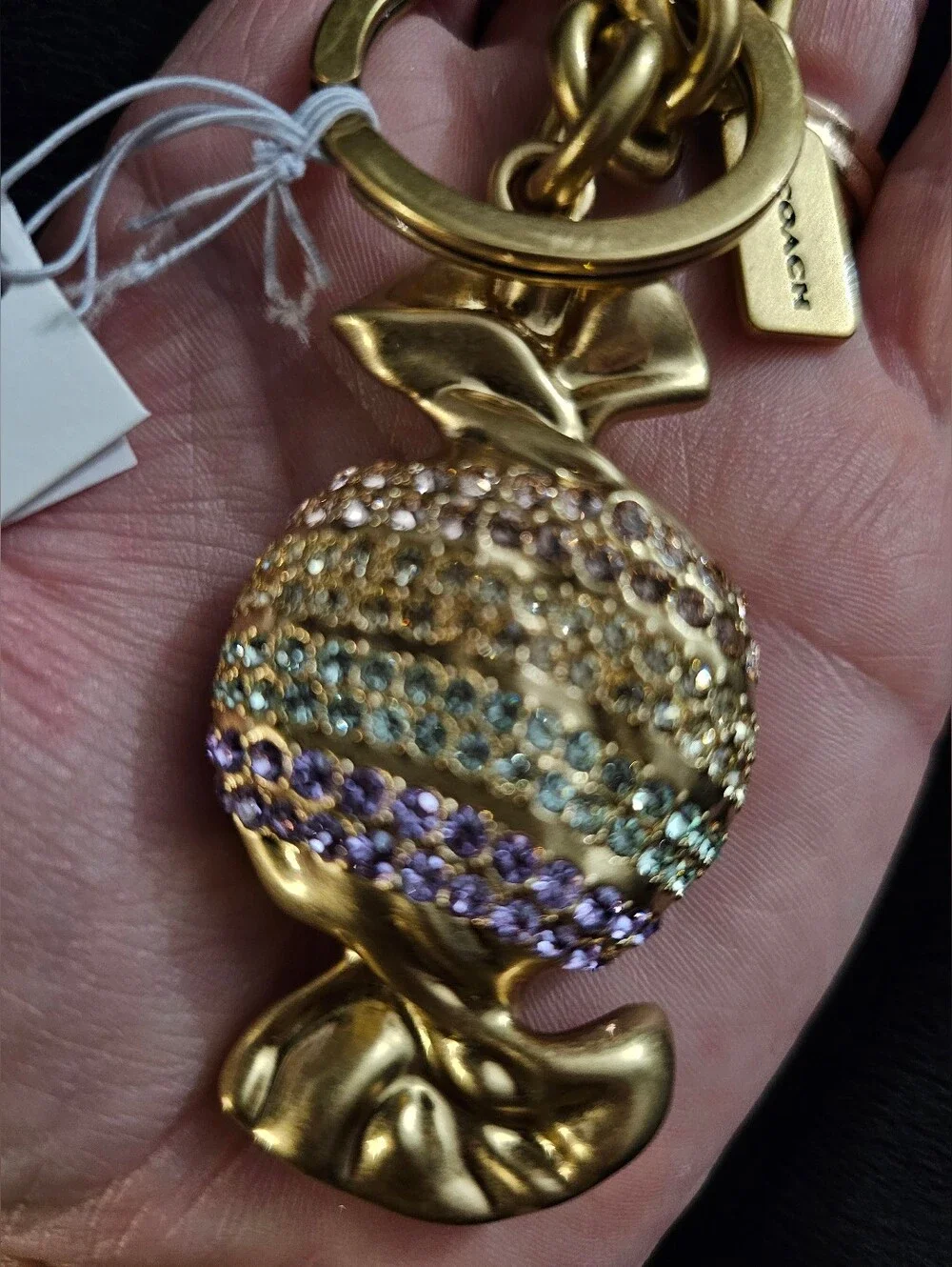 NWT Coach Candy Bag Charm Rainbow Crystal Keychain CDD09